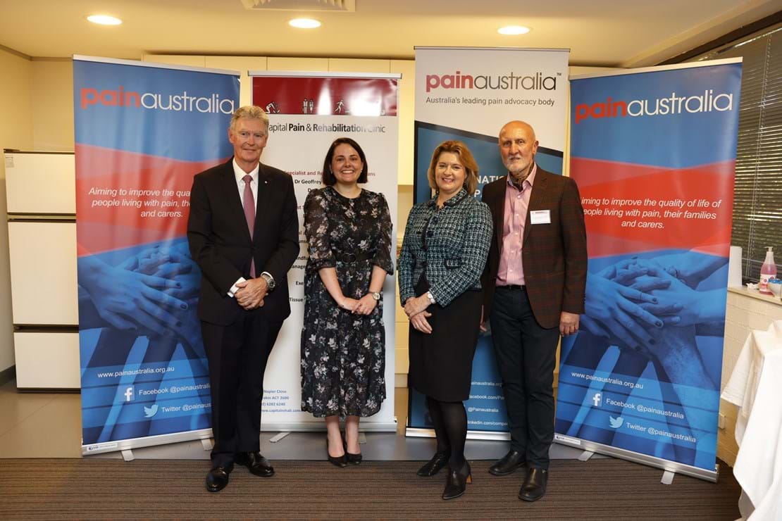 Major General Duncan Lewis, Megan Kuleas, Painaustralia CEO, Carol Bennett and Dr Dr Geoff Speldewinde