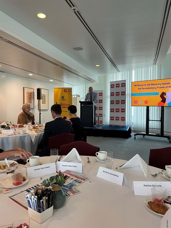 Rohan Greenland, CEO MS Australia speaks at the MS parliamentary friends breakfast
