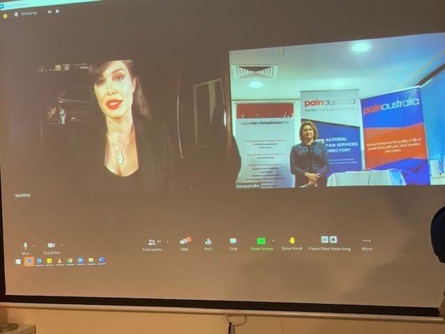 Painaustralia's Pain Champion, Tara Moss speaks at Parliamentary Friends of Pain Management Group Meeting from Canada